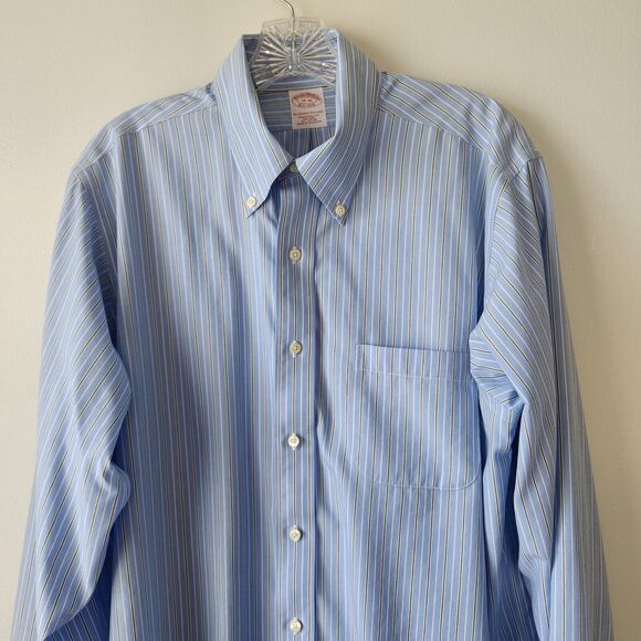 Brooks Brothers Shirt Men Size 16-35 Blue Stripe Traditional Fit Button Up Shirt - Picture 2 of 13